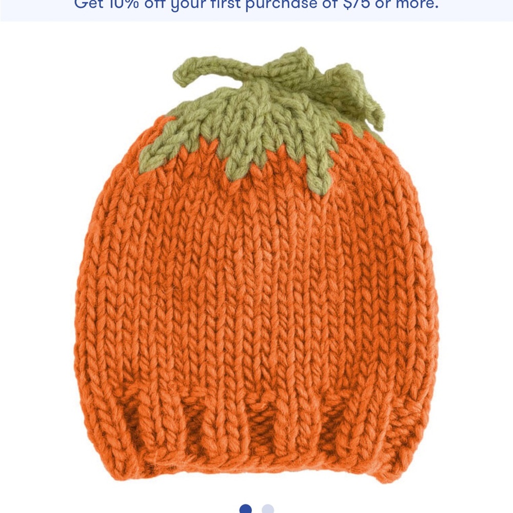 Knit Pumpkin Hat, Orange & Green